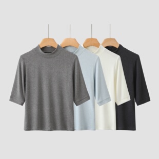 新款 五分针织短袖 280克料子半袖 质感单品 T3122 打底新款 春季