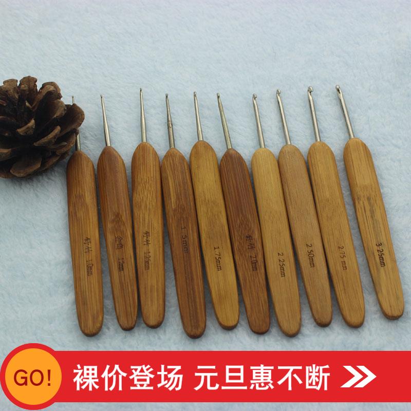 编织工具炭化木柄钩线DIY手工竹柄钩针 钩包钩坐垫钩帽子不锈钢头