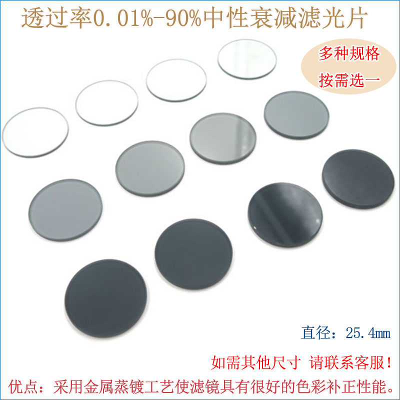 进口镀膜红绿蓝红外等全波段减光片可定制 透过率0.01%-90%衰减片