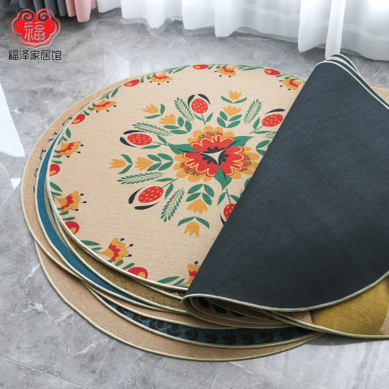 圆形亚麻橡胶现代地毯藤椅书桌脚垫子家用客厅防滑吸尘地垫好打理,居家布艺,家用脚垫,淘宝优惠券,粉丝福利购,淘宝优惠卷