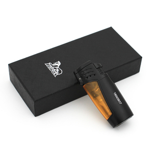 鲁宾斯基防风创意锌合金雪茄打火机 喷射蓝焰三直冲打火机钻孔刀