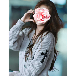 不退不换 原439 特惠269 26新款 小羊皮十字架华夫格羊毛针织开衫