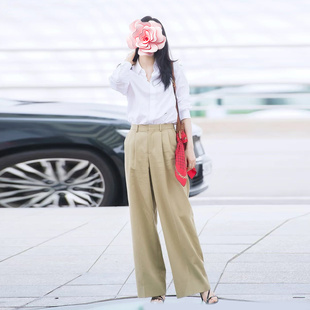 原469 羊毛高腰阔腿直筒长裤 特惠249 秀智同款 25新款 不退不换