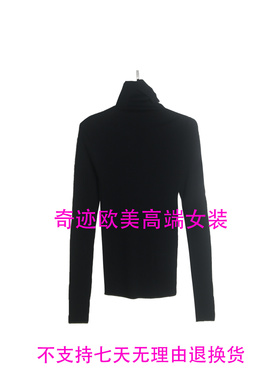 不退不换 原399 特惠229 26新款 V字开衩高领精纺羊毛打底针织衫