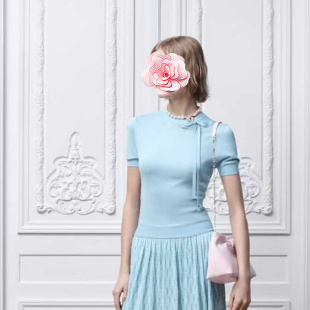 26新款 治愈蓝 蝴蝶结 不退不换 真丝针织衫 特惠269 短袖 原439