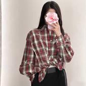 原439 口 特惠239 不退不换 26新款 宽边压褶袖 色织格子 纯棉衬衣