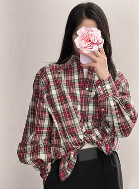 不退不换 原439 特惠239 26新款 宽边压褶袖口 色织格子 纯棉衬衣