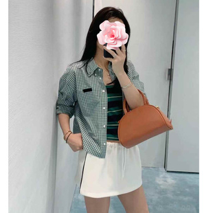 原439 毛边衣摆 特惠239 色织绿白格子 纯棉衬衣 25新款 不退不换