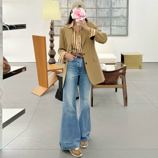 不退不换 原469 特惠239 26新款 大长腿 高腰包臀微喇牛仔裤