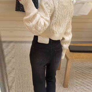 羊羔毛皮牌显瘦小直筒九分牛仔裤 不退不换 24新款 特惠439 原599