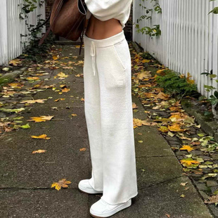 原439 坑条抽绳高腰羊毛针织裤 特惠239 博主同款 25早春 不退不换