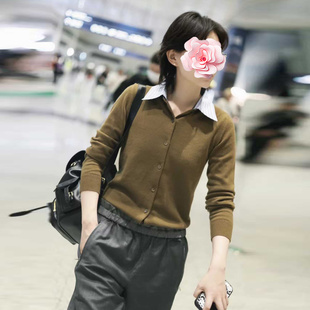 原439 衬衣领羊毛针织开衫 特惠269 李斯丹妮同款 25新款 不退不换