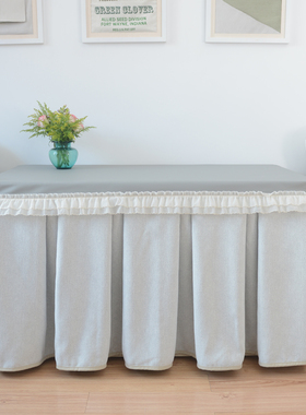 冬季新款白灰色法式奶油风保暖加绒烤火罩电炉罩电取暖桌罩套定做