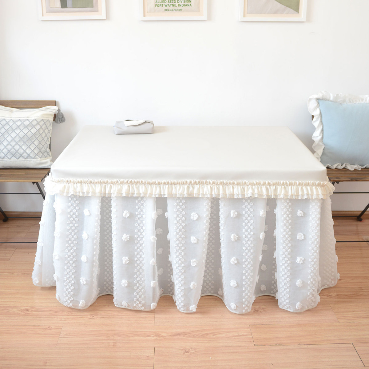 新款夏季奶油风法式布艺电炉罩保险柜烤火桌罩防尘罩装饰桌布定制