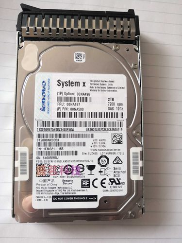 联想 IBM 00NA496 00NA497 00NA500 2T 7.2K 2.5寸 SAS 12Gb 硬盘