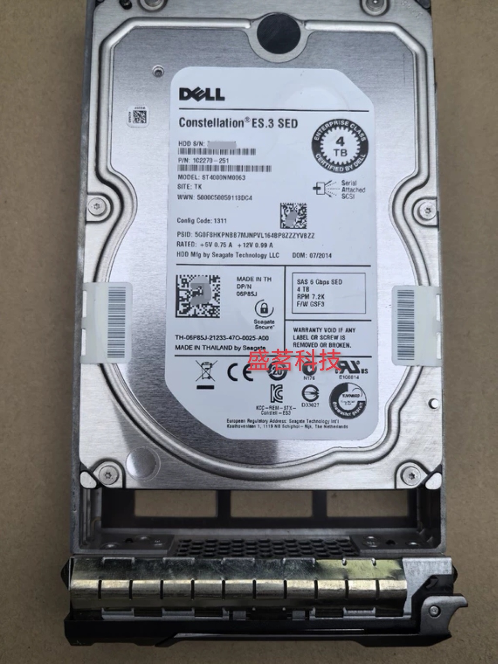 DELL 06P85J ST4000NM0063 1C2270-251 4T 6Gb 7.2K 3.5 SED 硬盘