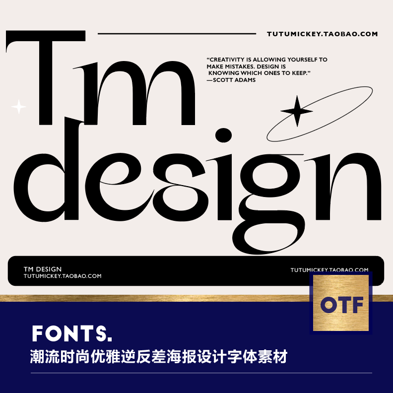 1款时尚潮流优雅逆反差杂志海报创意logo设计非衬线字体素材