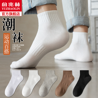 taobao agent Men's cotton demi-season deodorized sports white colored socks, absorbs sweat and smell, autumn