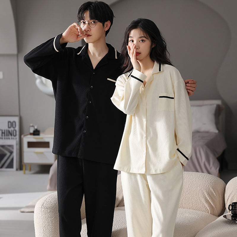 情侣睡衣女春秋款2025新款男女士长袖秋冬季纯棉可外穿家居服套装