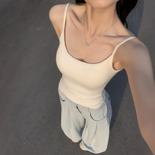 绝美小吊带白色背心女夏外穿美背