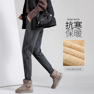运动休闲束脚卫裤 秋冬加绒加厚保暖外穿棉裤 子女2025新款 羊羔绒裤
