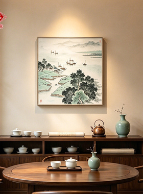 扬州漆器厂银箔山水挂屏非遗手工艺挂画书房茶室办公室装饰画