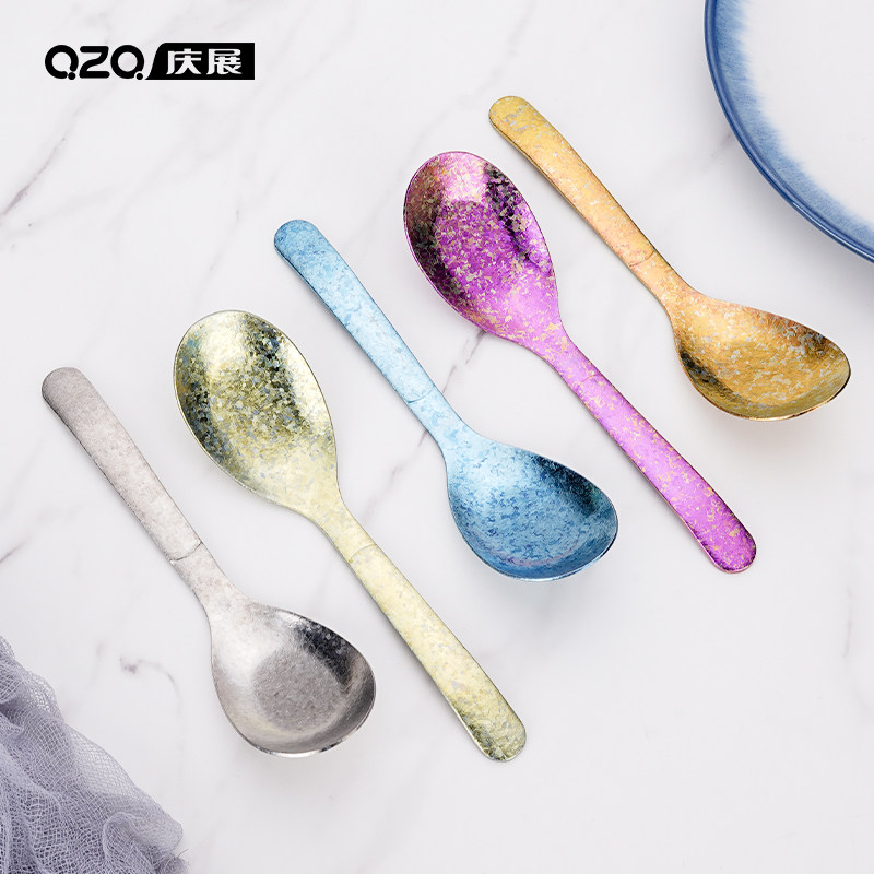 庆展 纯钛 饭勺子 食品级盛西餐勺 家用高档精致 铲子 调羹汤匙子