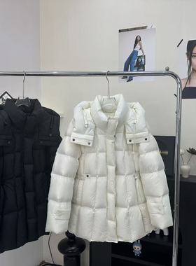 黑色羽绒服女中长款2025秋冬季新款加厚90白鸭绒收腰显瘦连帽外套