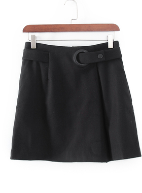 碧系列 春秋新品女装库存折扣黑色百搭伞裙短裙半身裙F1072A