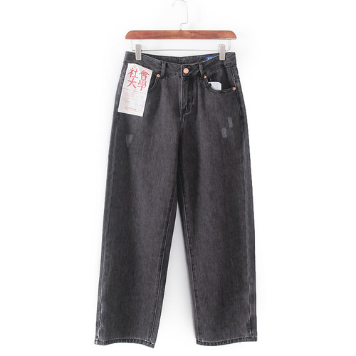 适中春秋百度黑色牛仔裤