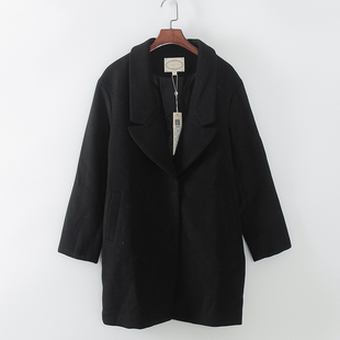 库存折扣黑色基础百搭大衣F955 品牌女装 灵系列 秋冬新款