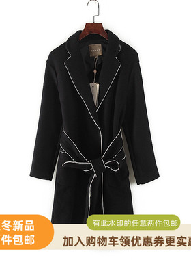 纳系列 秋冬新款女装高端品牌库存折扣系带简约毛呢大衣Y3275