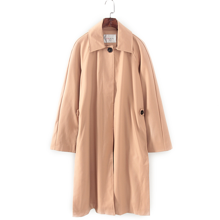 G系列 春秋新款品牌女装库存折扣欧美风宽松两侧开衩风衣F1550