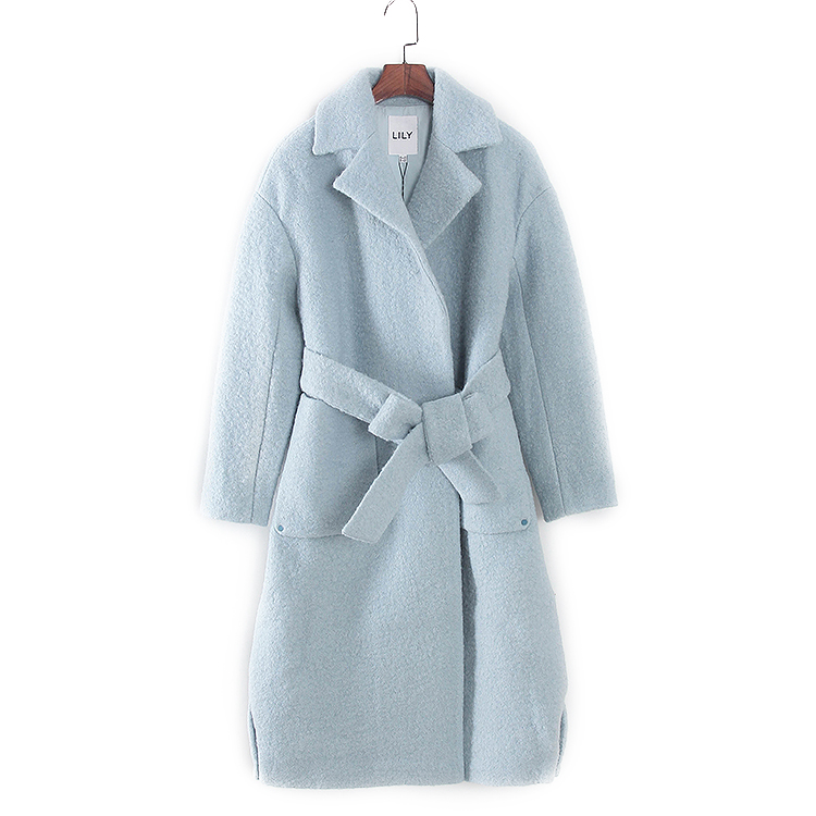 莉系列中长款系带大衣