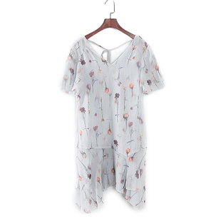 库存折扣V领花朵短袖 莉系列 商务女装 新款 连衣裙S2628 夏季