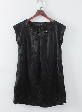 贝系列 夏季新款品牌女装库存折扣小个子短款黑色连衣裙F482C