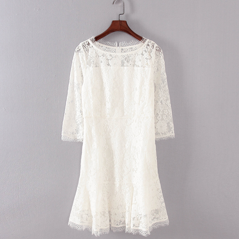 碧系列 春夏新款品牌女装库存折扣初恋风白色蕾丝连衣裙F1785B