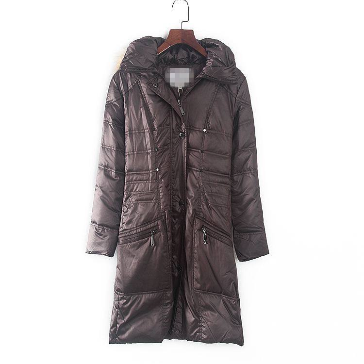 秋冬新款库存折扣子毛连帽羽绒服