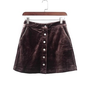 库存折扣深咖啡排扣装 专柜女装 饰基本半裙Y4781 春秋新款 香蕉系列