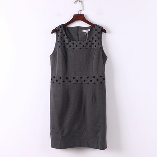 连衣裙D644 孤品系列 品牌库存折扣镶圆点无袖 女装 春夏新款