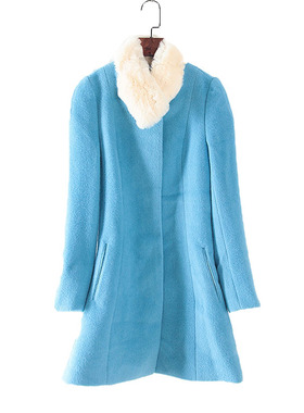 莉系列 新款秋冬季女装品牌库存折扣可拆毛领修身毛呢大衣S89