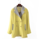 撞色双排扣毛呢大衣F221 品牌库存折扣女装 贝系列 秋冬新款