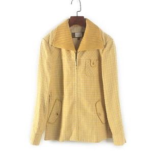 库存折扣黄色拉链款 春秋专柜女装 针织领外套Y2287 新品 非系列