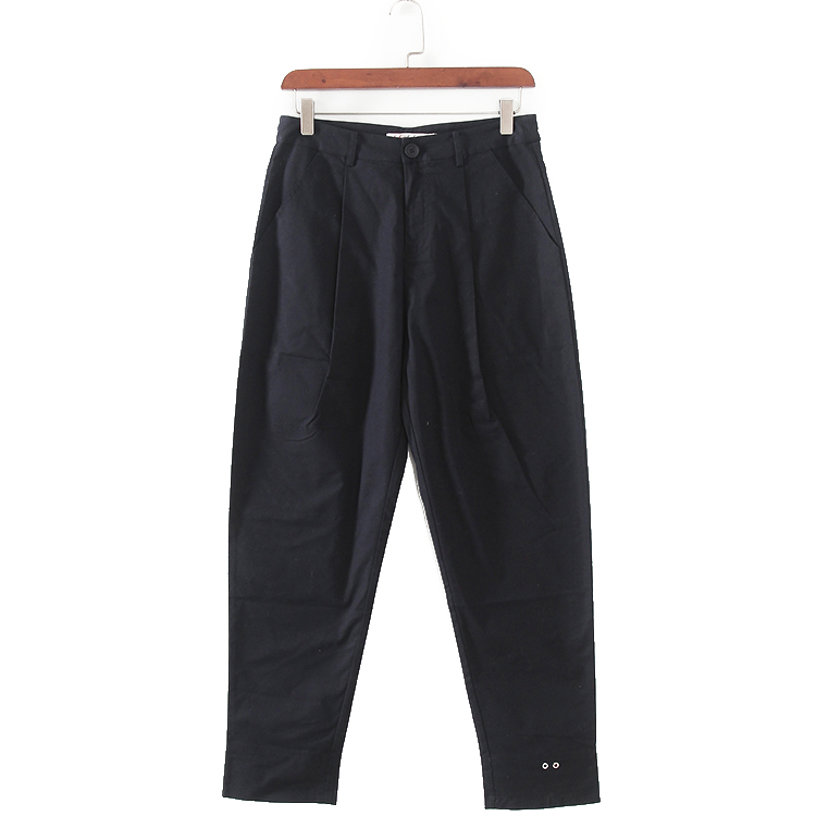 G系列 春秋新款品牌女装库存折扣休闲百搭藏青色汽眼萝卜裤F1696A