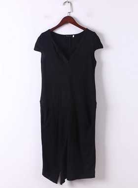 孤品系列 夏季新款女装品牌库存折扣简约通勤黑色连衣裙D708-1