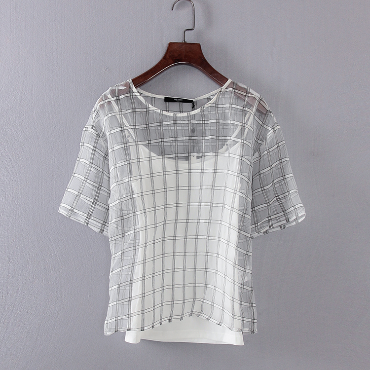 MC系列时尚百搭短袖格子衬衫