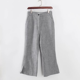 库存折扣浅灰色开叉喇叭裤 专柜女装 Y4802A 春秋新款 香蕉系列