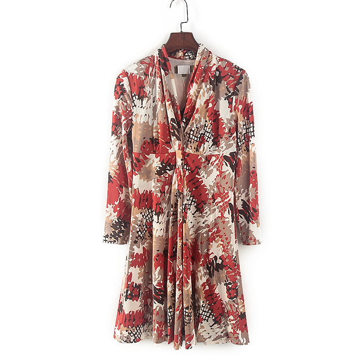 收腰显瘦印花气质连衣裙