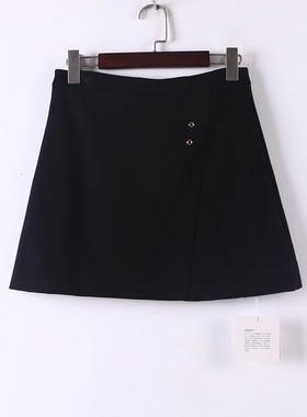 孤品系列 春夏新款女装品牌库存折扣黑色通勤A字半身裙D608-5