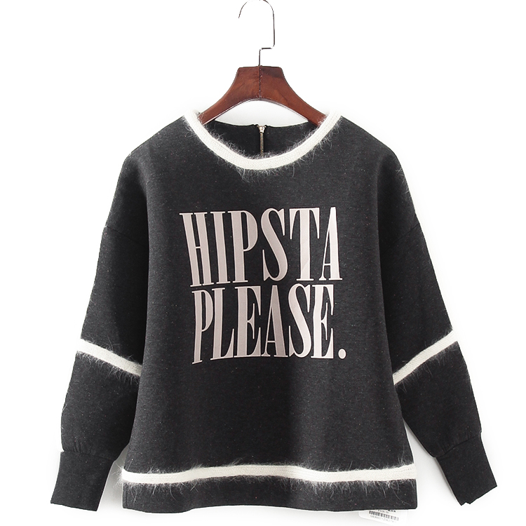 G系列 春秋新款品牌女装库存折扣毛条压边字母卫衣F1594